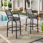 Outdoor Patio Bar Stools 29"H Set of 2, Modern Woven Rattan Rope Bar Height Chair
