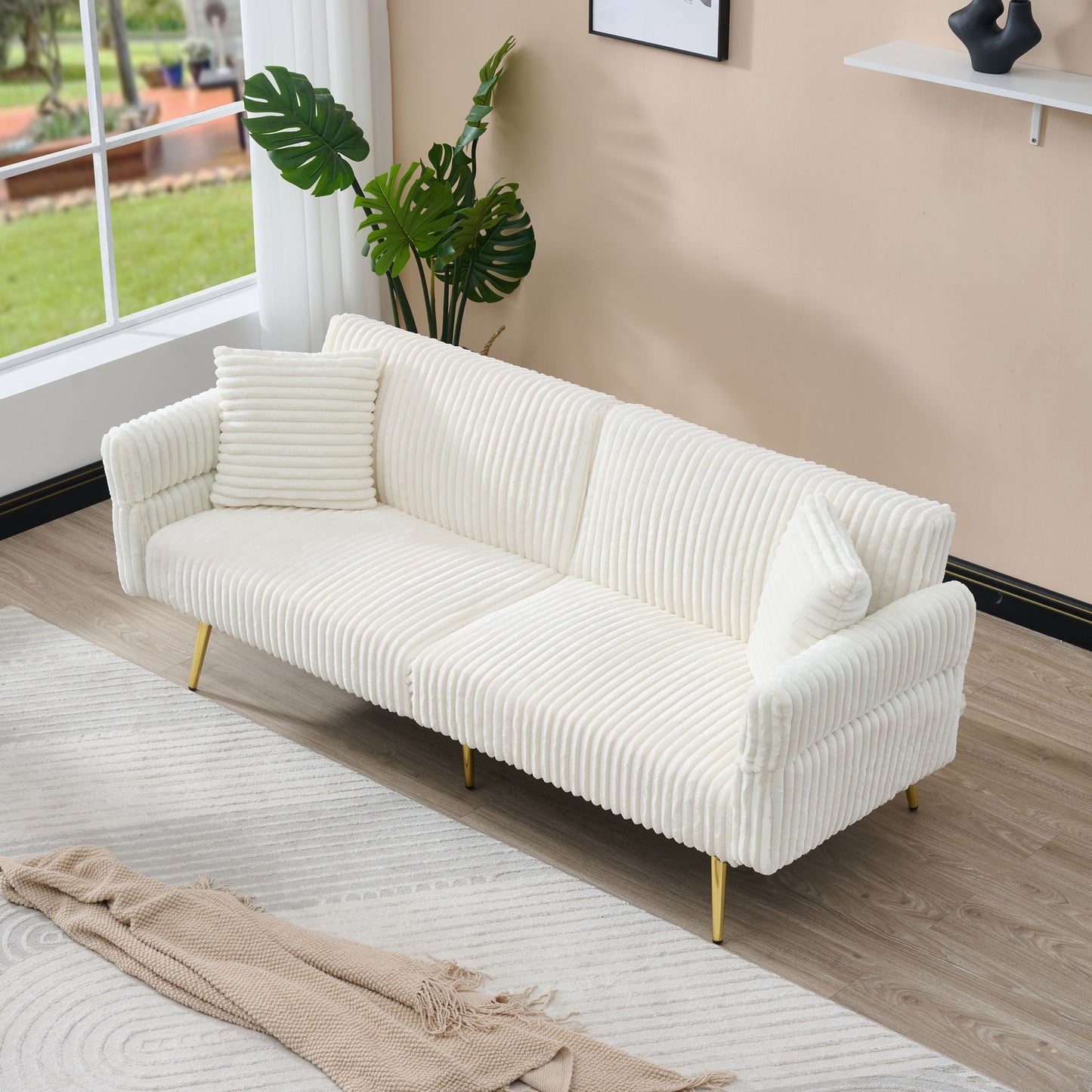 Luxury Foldable Double Sofa Bed With Folding Armrests