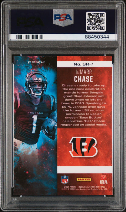 Graded 2021 Panini Rookies & Stars Ja'Marr Chase #SR7 Stellar Rookie Red Plaid Rookie RC Football Card PSA 10 Gem Mint