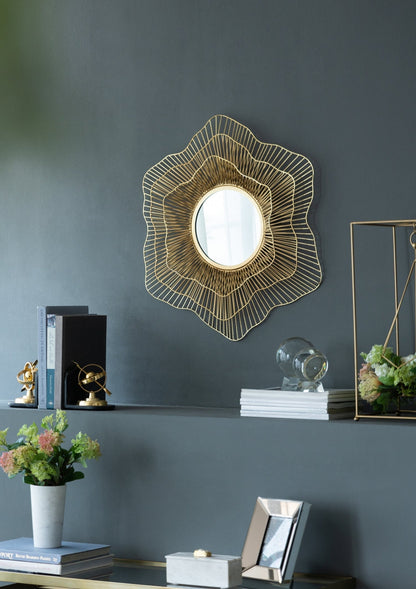 D27x2.4' Metal Starburst Wall Mirror, Wall Mounted Home Decor