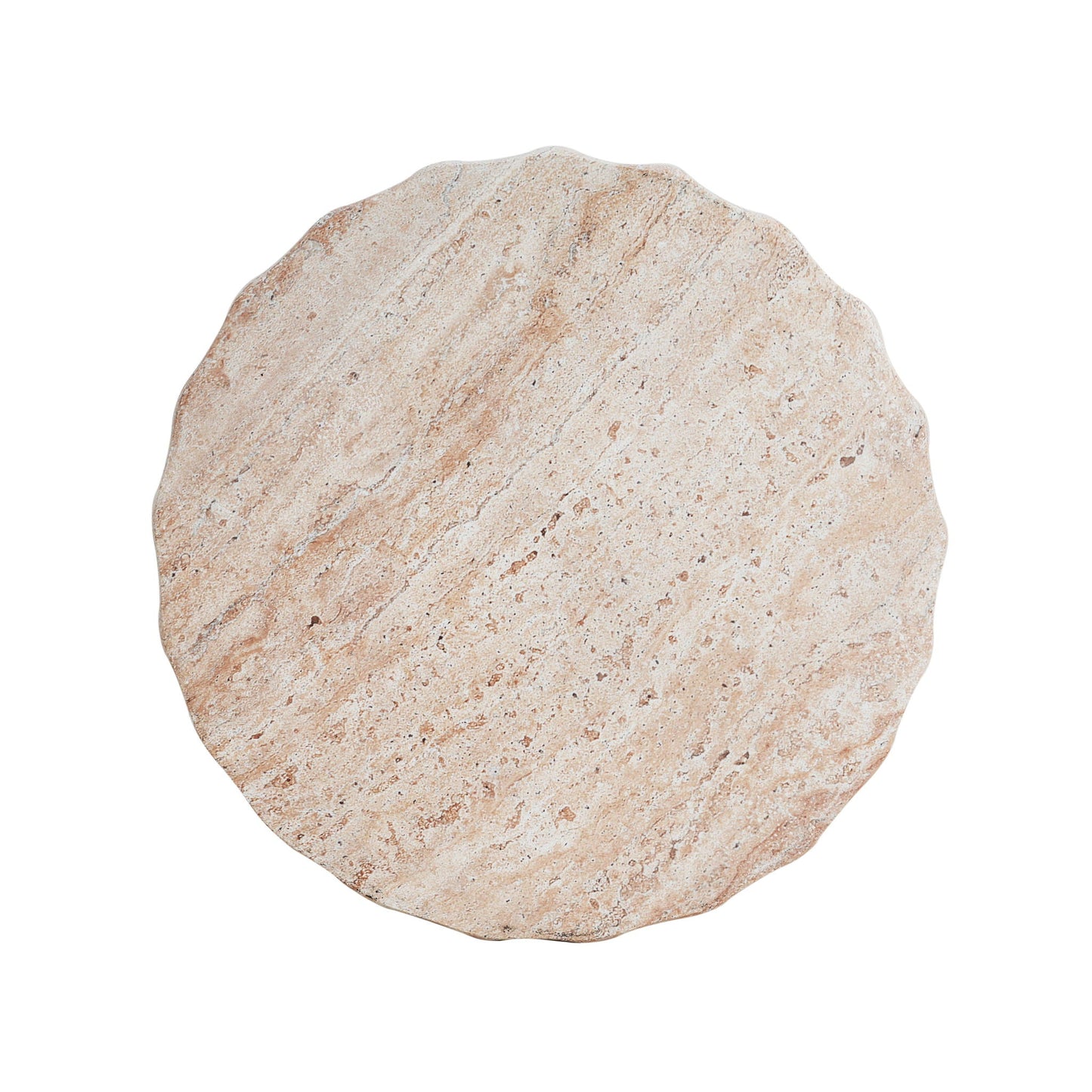 Outdoor / Indoor Lightweight Concrete Side Table, Cylinder Travertine Finish Accent Table - Beige