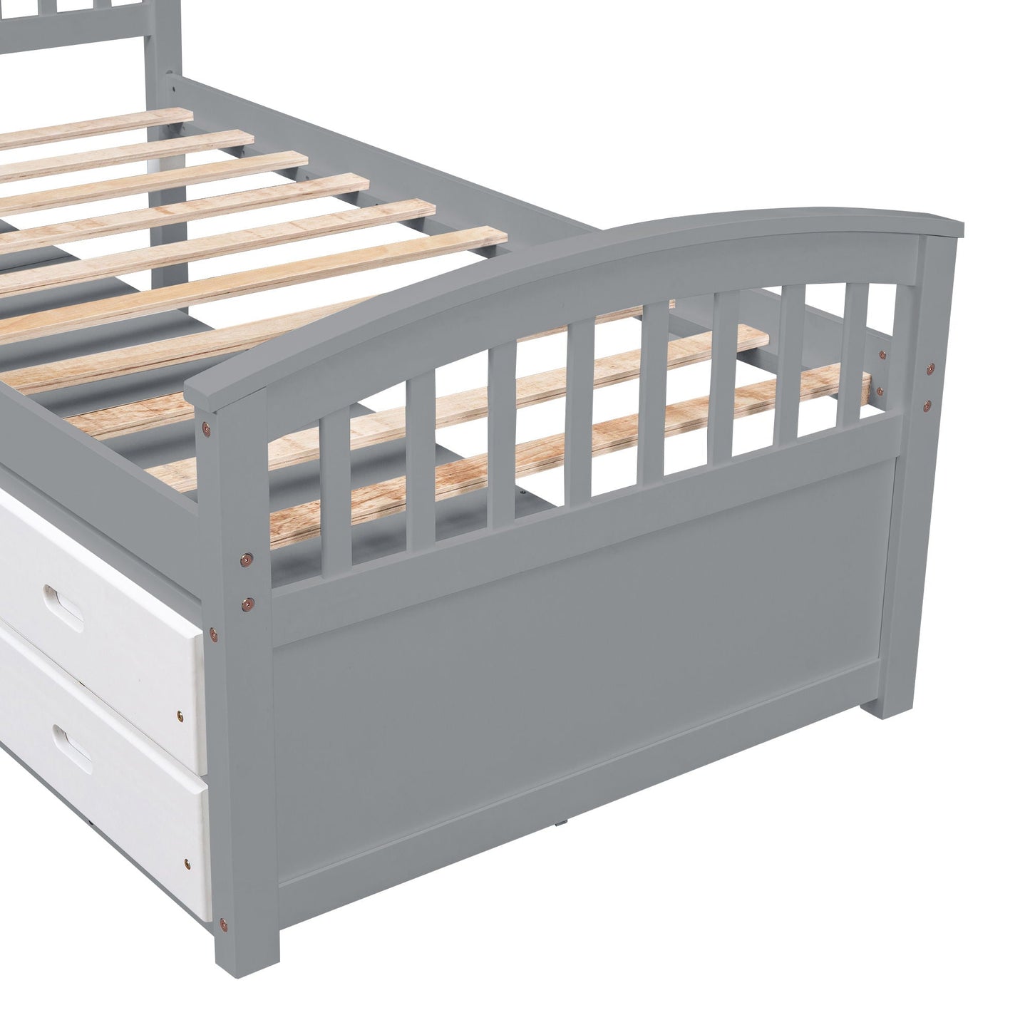 Platform Storage Bed Solid Wood Bed With 6 Drawers