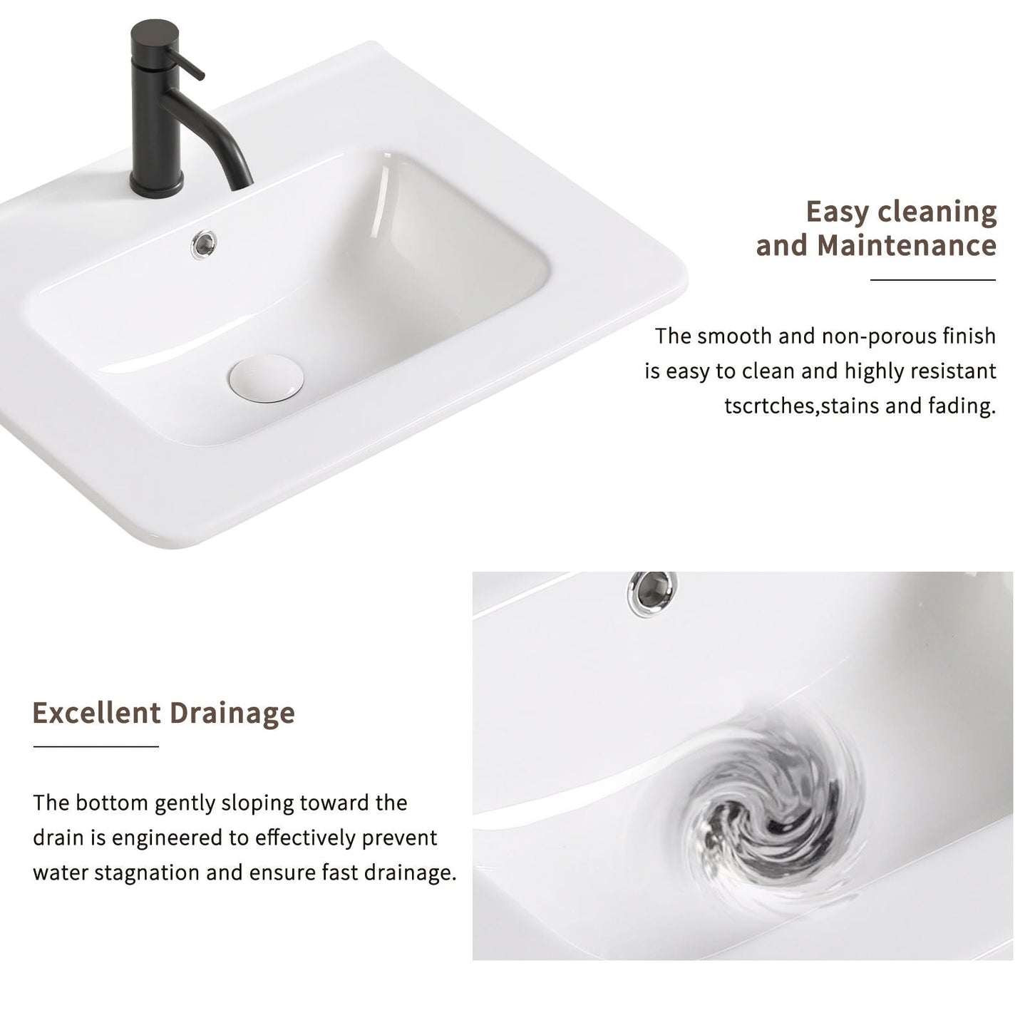 Vessel Sink Top With Overflow Drain - Milk White
