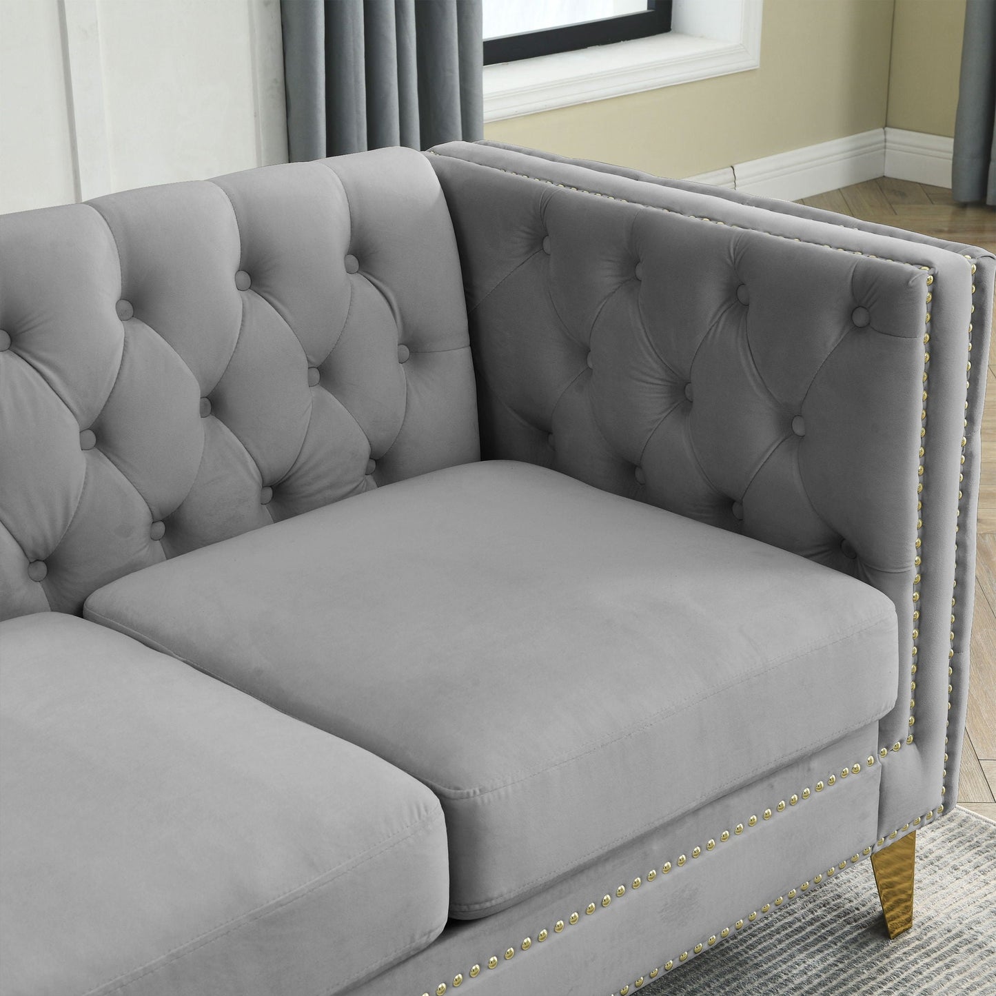 Modern Sofa With Button Tufting, Upholstered Couch For Living Room