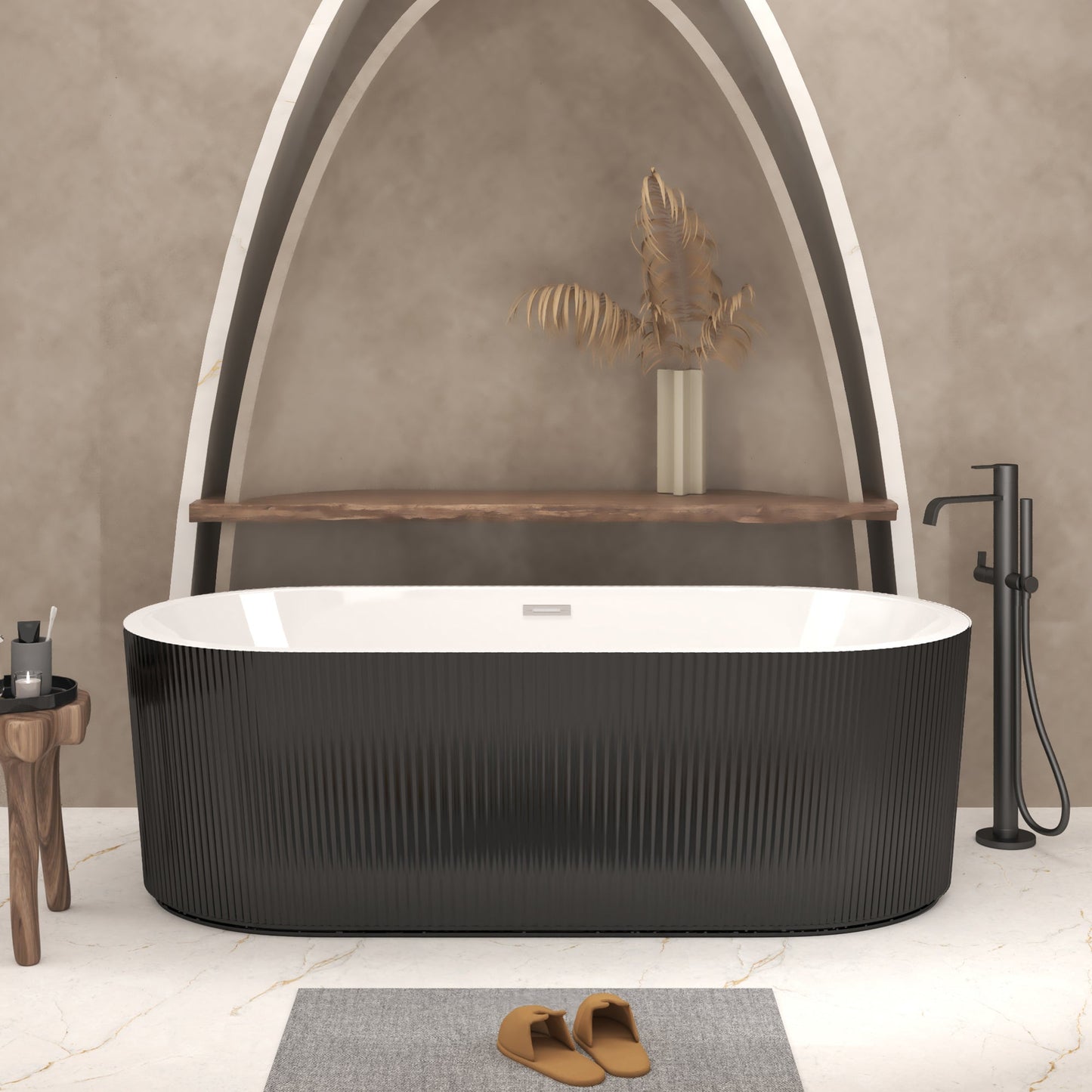 59" Linear Acrylic Freestanding Soaker Bathtub
