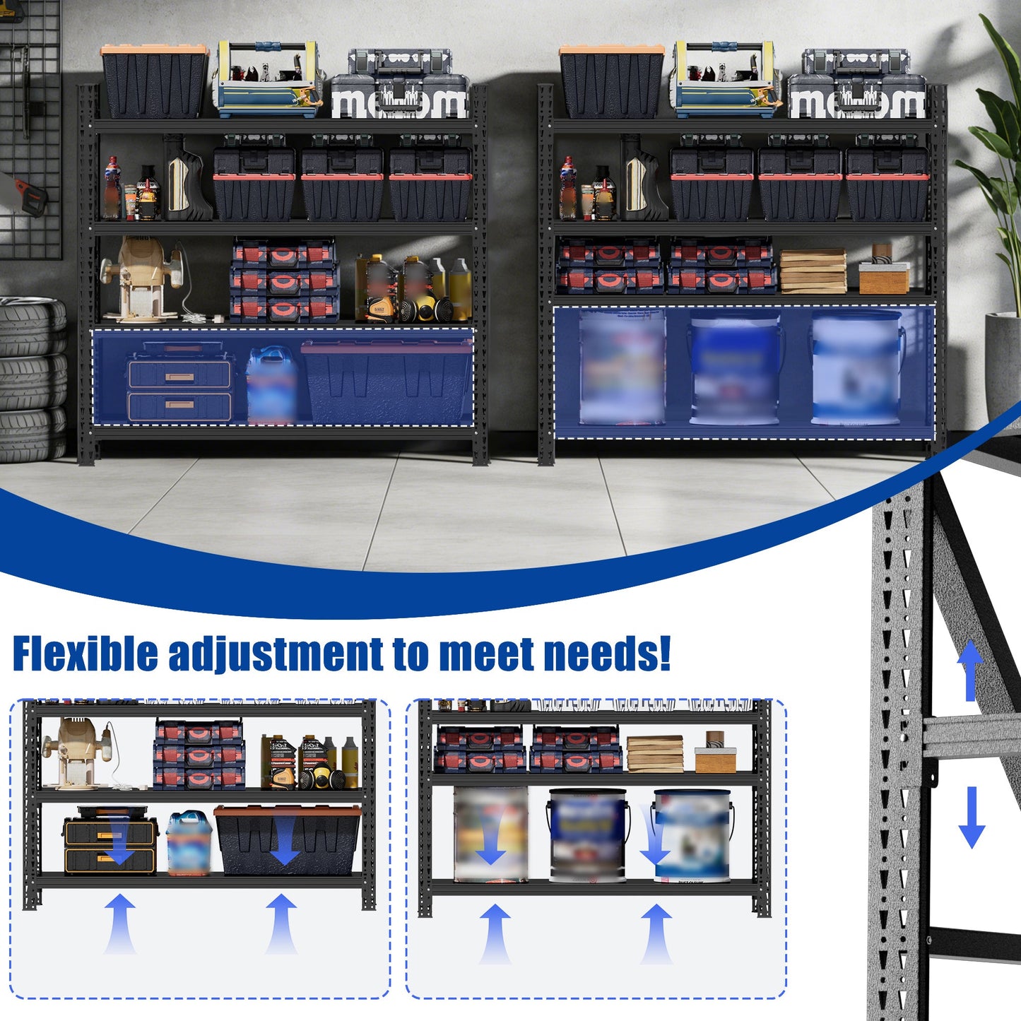 Heavy Duty Metal Adjustable Garage Shelves, 4000LBS Storage Rack
