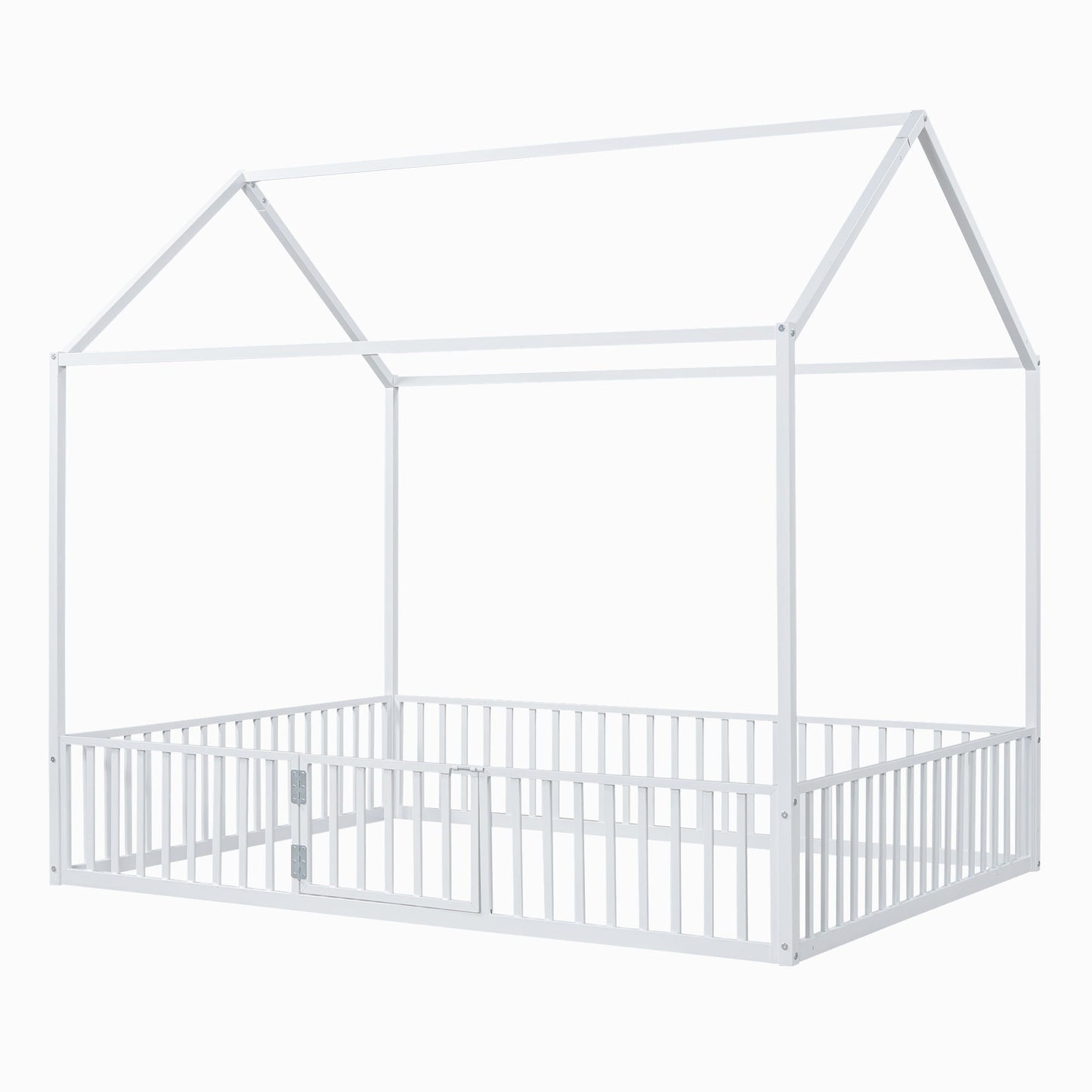 Metal House Bed With Fence And Door