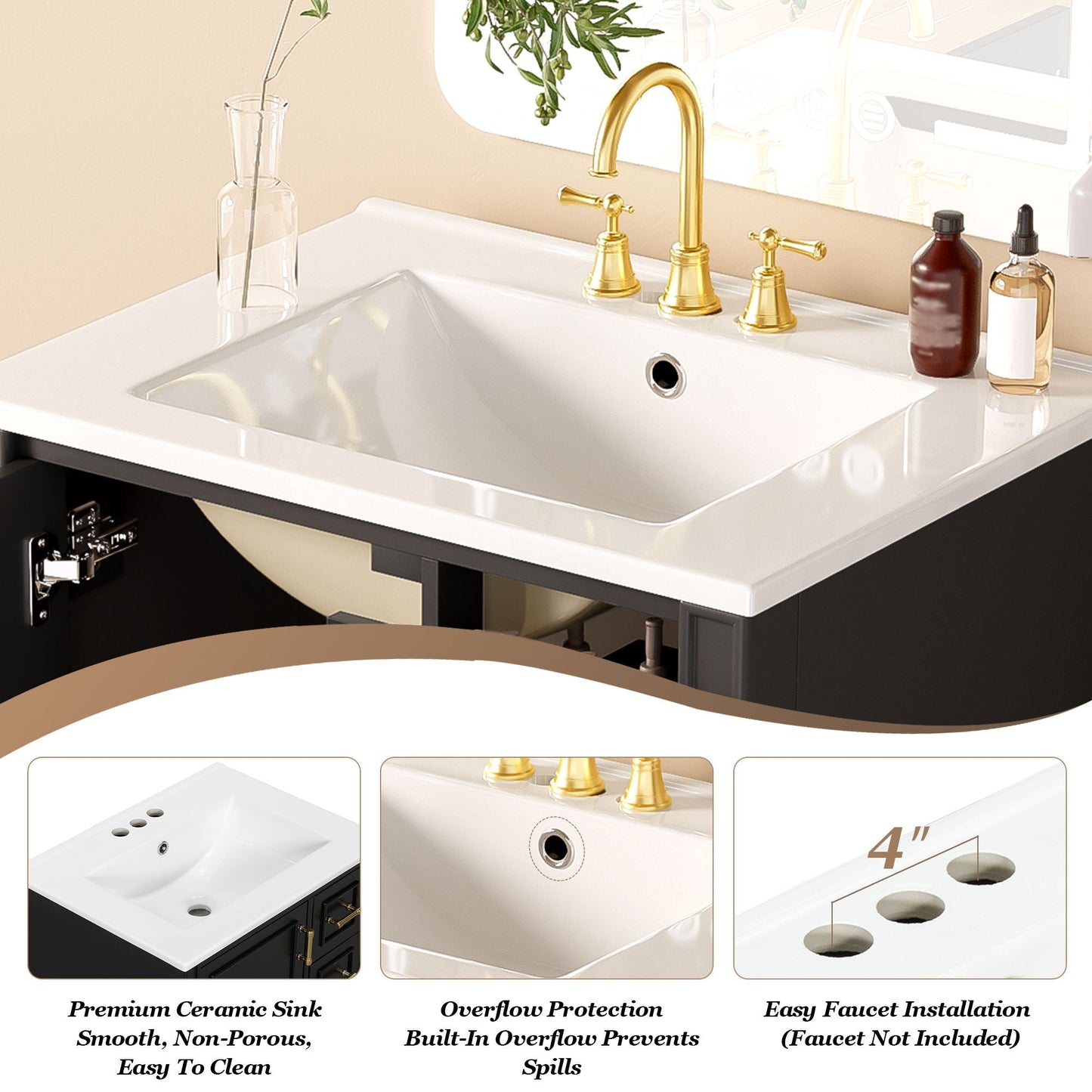 Traditional Bathroom Vanity Set With Soft Close Doors