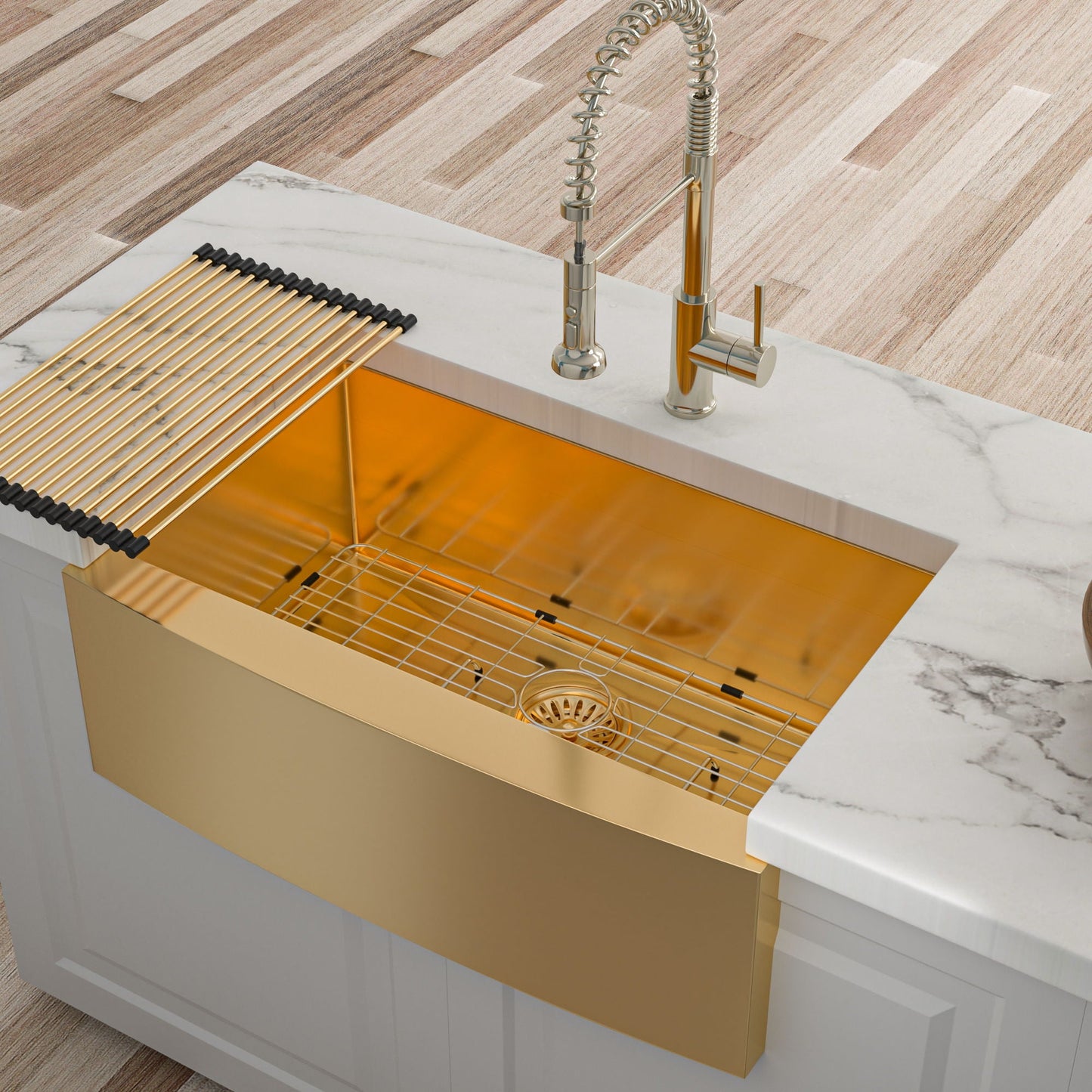 Farmhouse Kitchen Sink, Stainless Steel, Apron Front