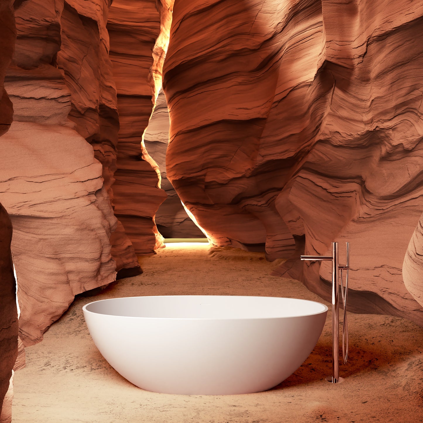 65" Freestanding Solid Surface Bathtub