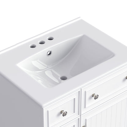 Transitional Style Bathroom Vanity Cabinet With Ceramic Sink