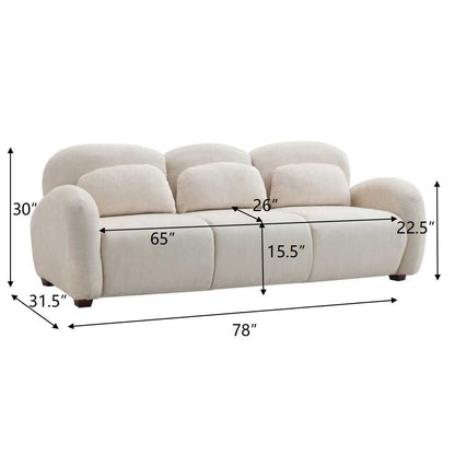 78 in. Modern 3 Seater Boucle Sofa Upholstered Couch with 3 Pillows