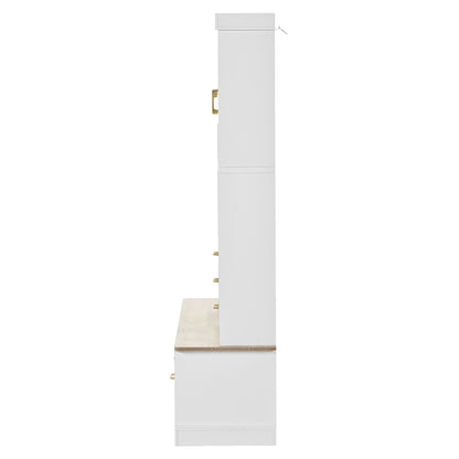 Entryway Hall Tree With Bench And Storage, 5 In 1 Coat Rack