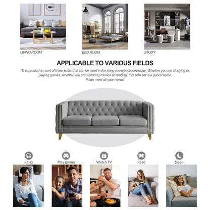 Modern Sofa With Button Tufting, Upholstered Couch For Living Room