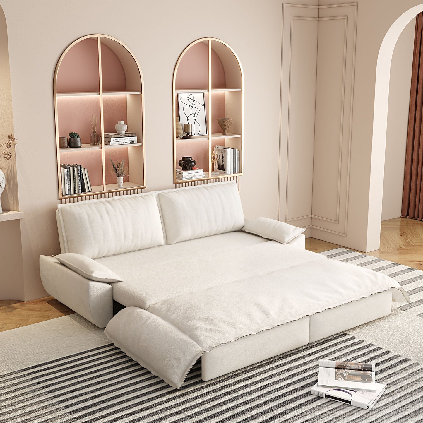 Queen Pull Out Bed, 3 In 1 Convertible Sleeper Sofa