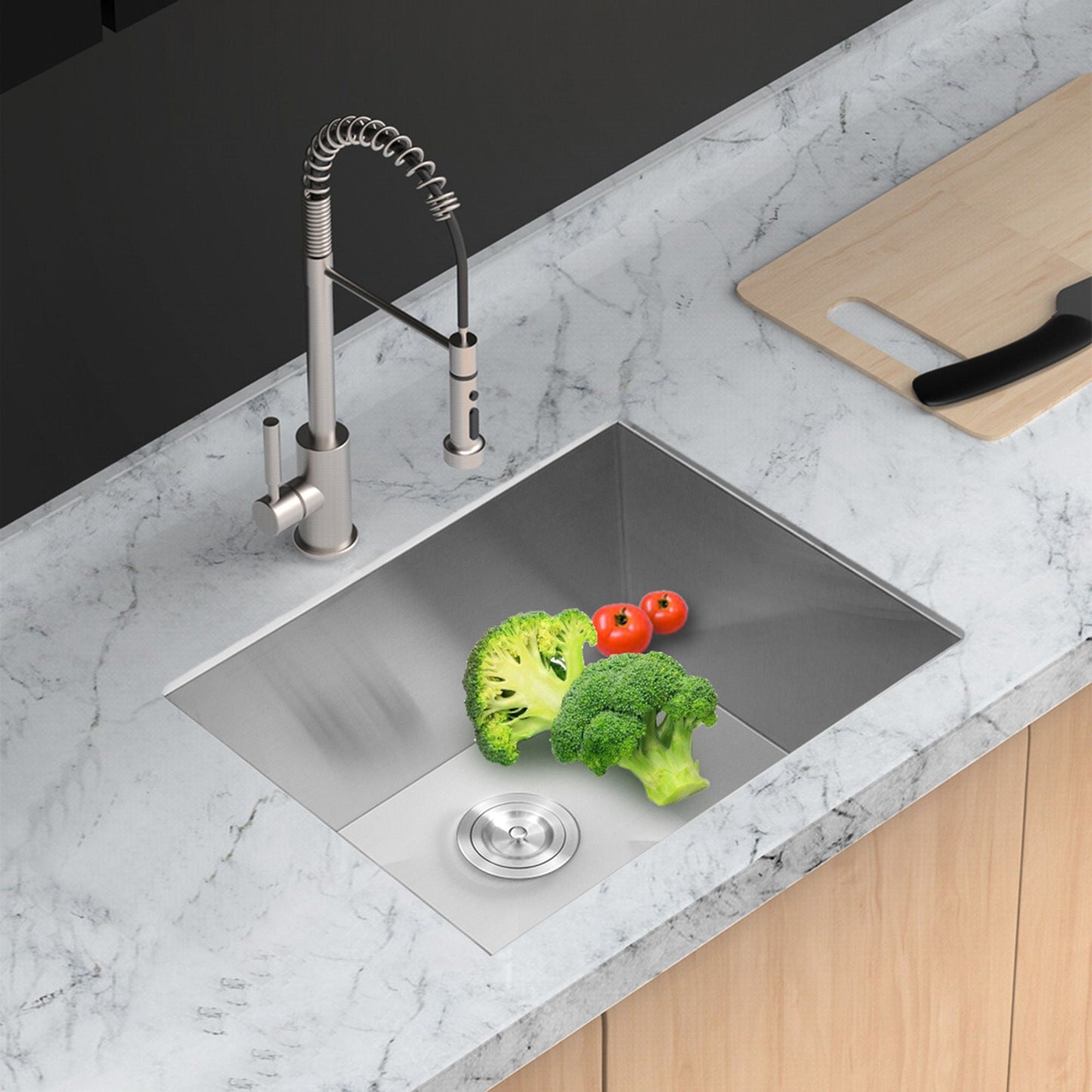 Premium Laundry Drop In Utility Sink 16 Gauge Stainless Steel, Topmount