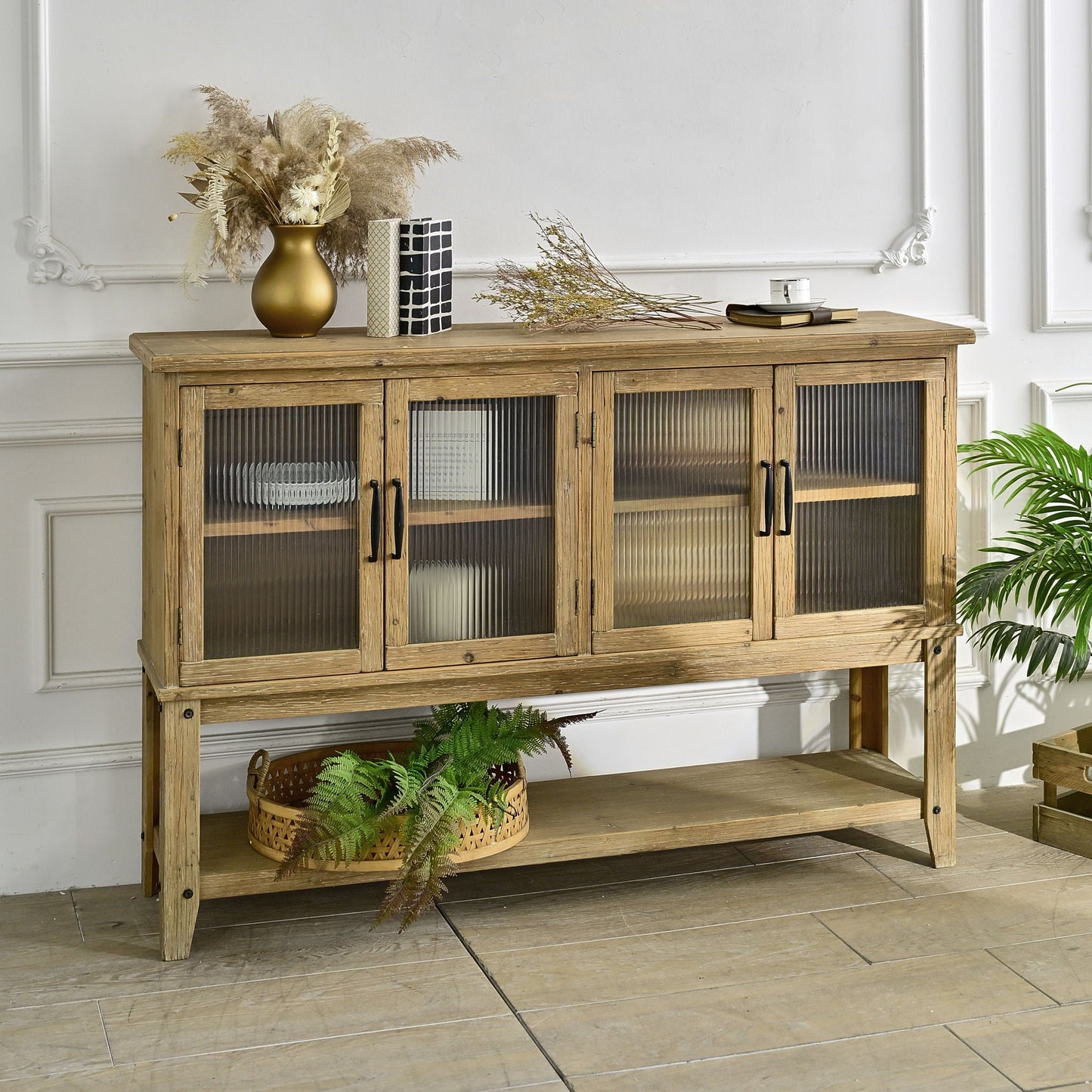 Rectangle Accent Sideboard Cabinet With Storage Shelf, Cabinet For Kitchen - Natural Wood