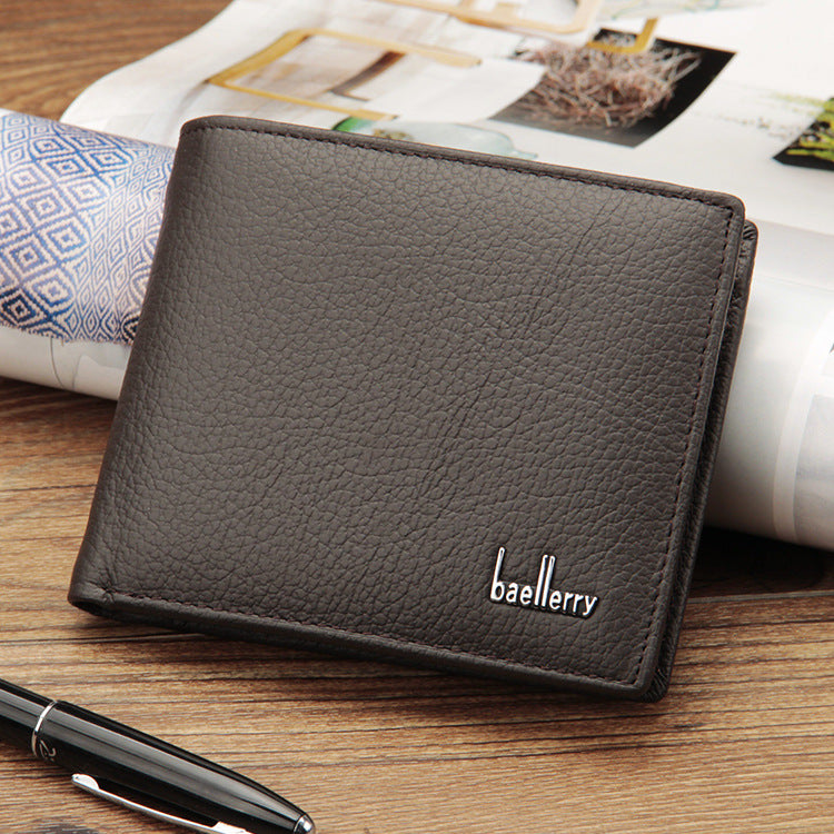 Genuine Leather Two-Fold Short Coin Purse For Men