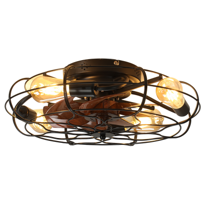 19.7" Industrial Caged Ceiling Fan with Light