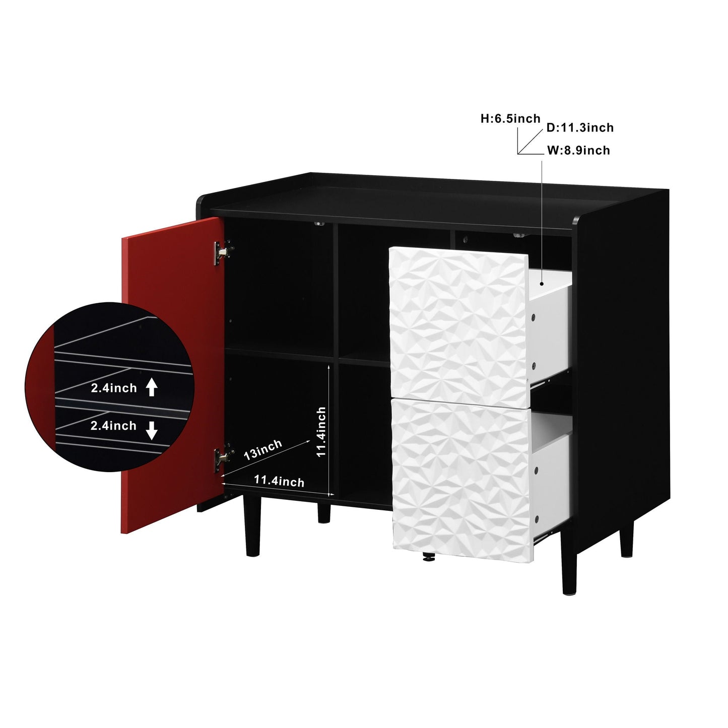 Modern Sideboard Buffet Cabinet With Doors And Unique Panel Styling