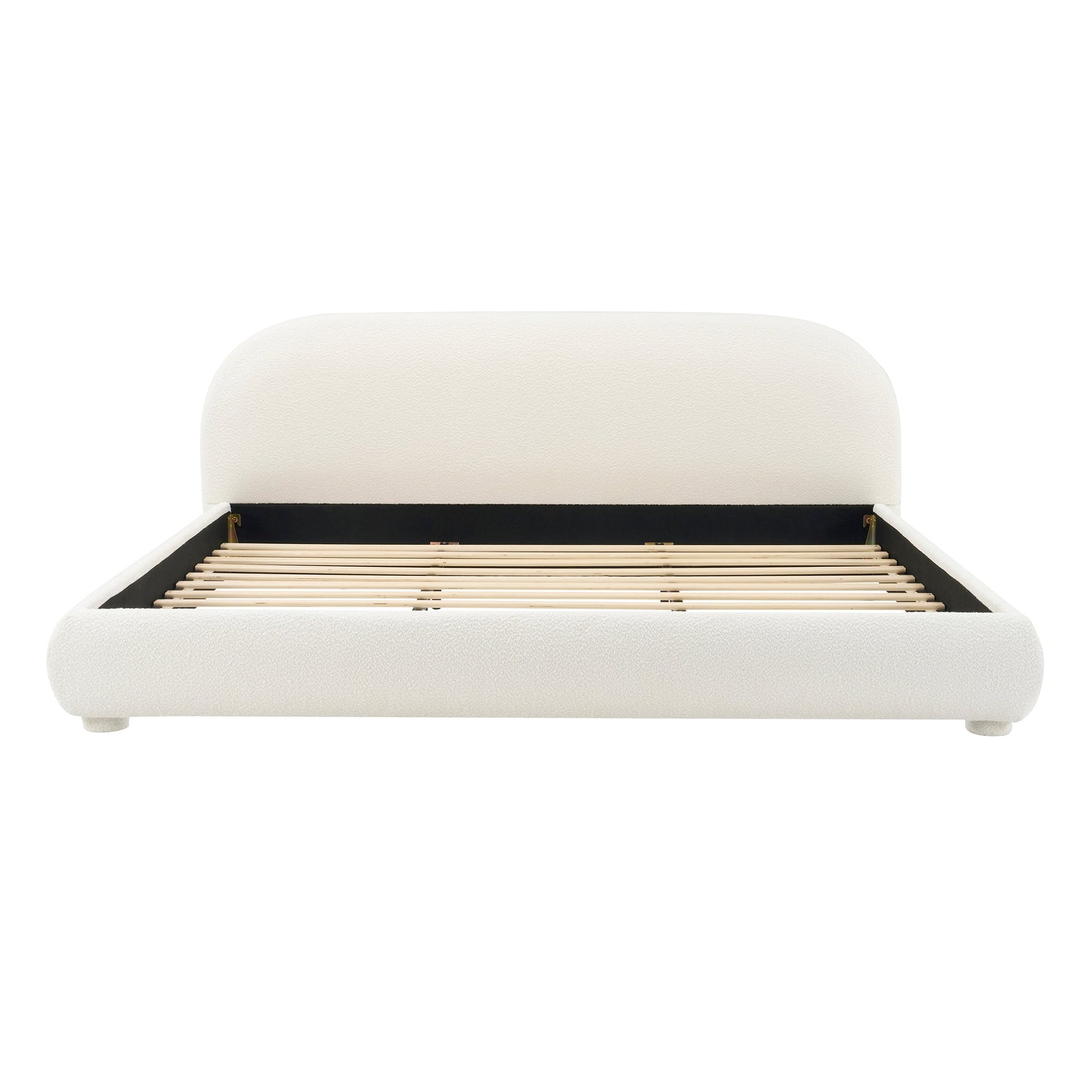 Cream Style Fabric Upholstered Bed, Simple Modern Bedroom King