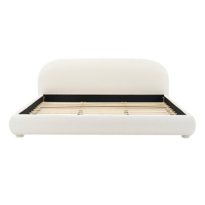 Cream Style Fabric Upholstered Bed, Simple Modern Bedroom King