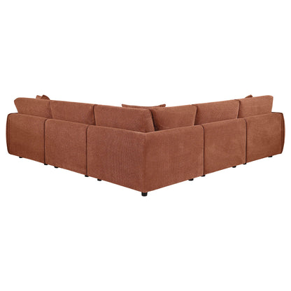 Elysia 5-piece Chenille Upholstered Modular Sectional Sofa Coral