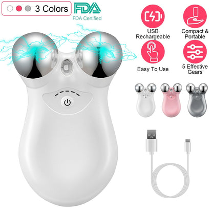 Micro-current Face Massager Rechargeable Face Neck Roller Intelligent Facial Massager with 5 Gears for Skin Tightening Skin Lifting Wrinkle Reducing