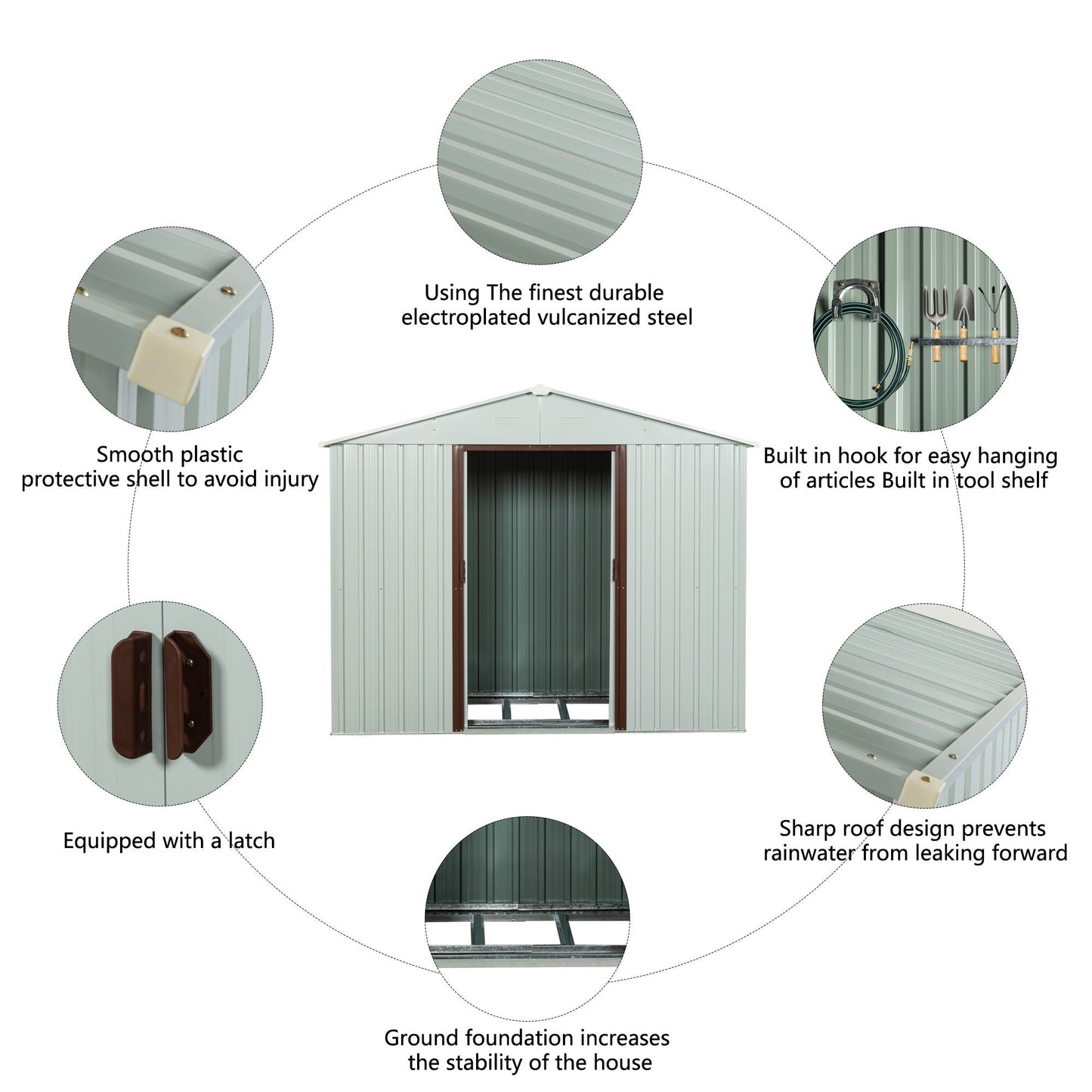 88.98" Outdoor Metal Storage Shed With Window