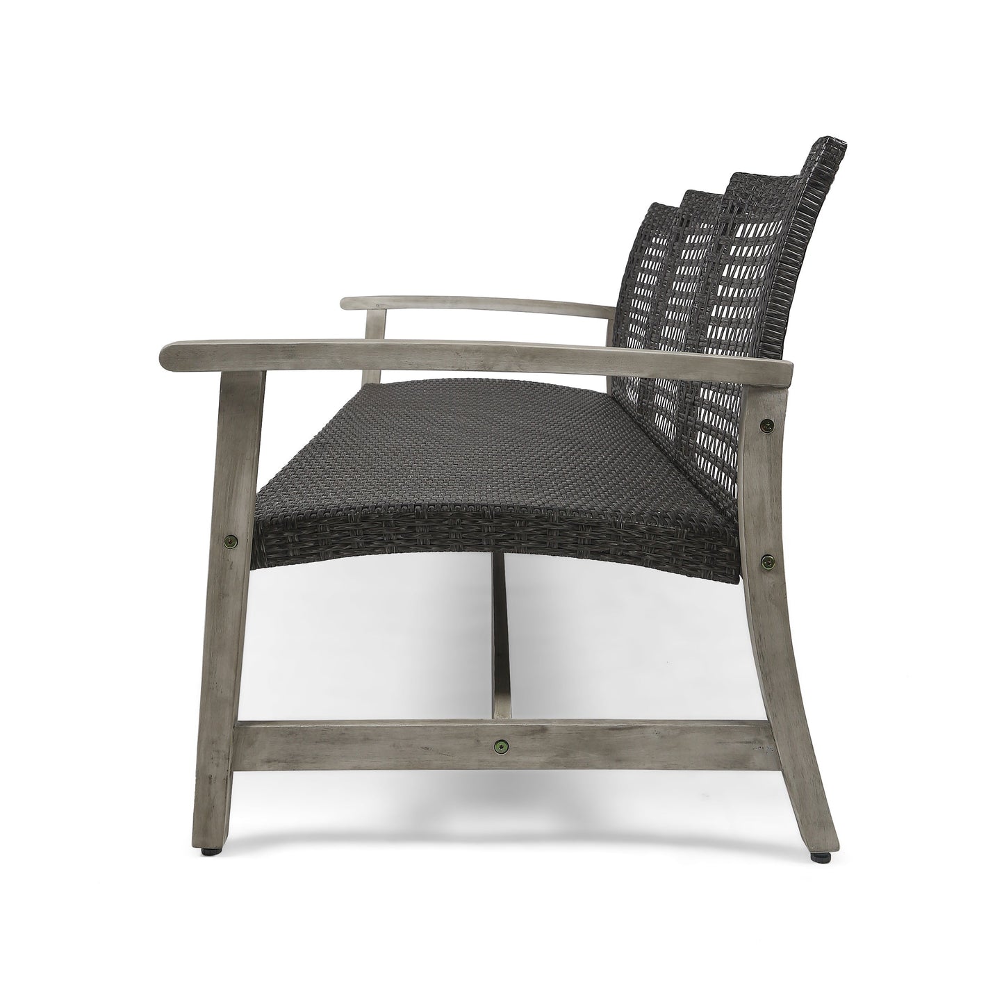 Outdoor Acacia Wood Wicker 3 Seater Sofa