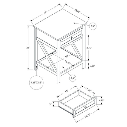Accent End Table, 2 Tier, Storage Drawer, Transitional Style