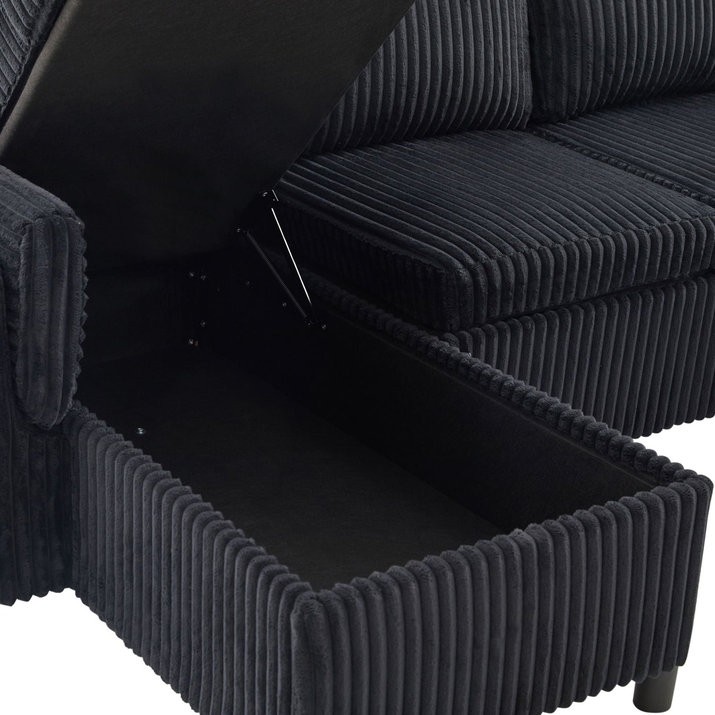 Convertible U-Shaped Sectional Sofa Bed With USB Ports And Storage