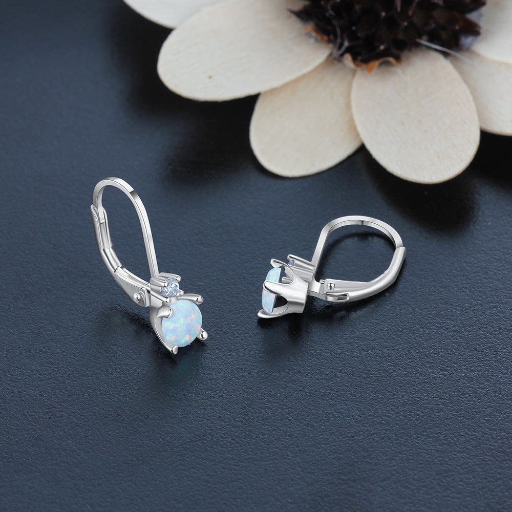 Simple Earrings S925 Silver Jewelry Women's Round