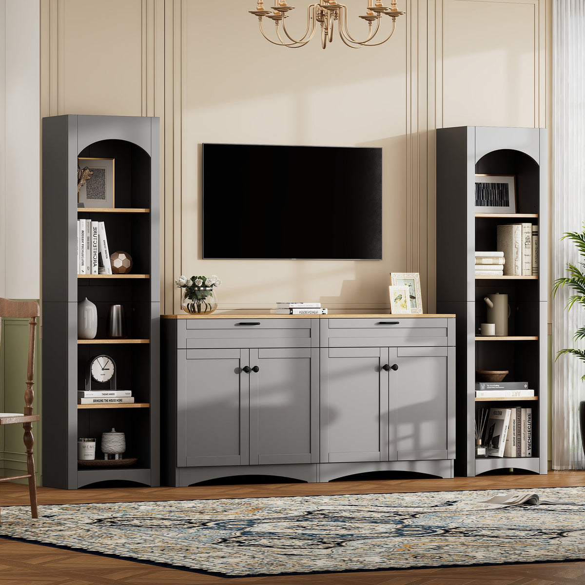 ON-TREND 3-Piece Farmhouse Entertainment Center