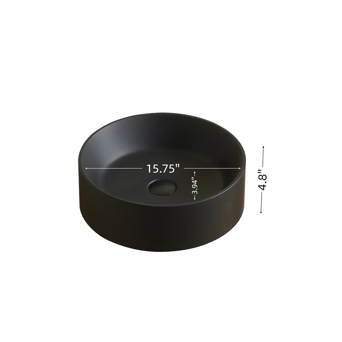 JINBO 16'' Bathroom Round Solid Surface Basin Without Faucet Hole