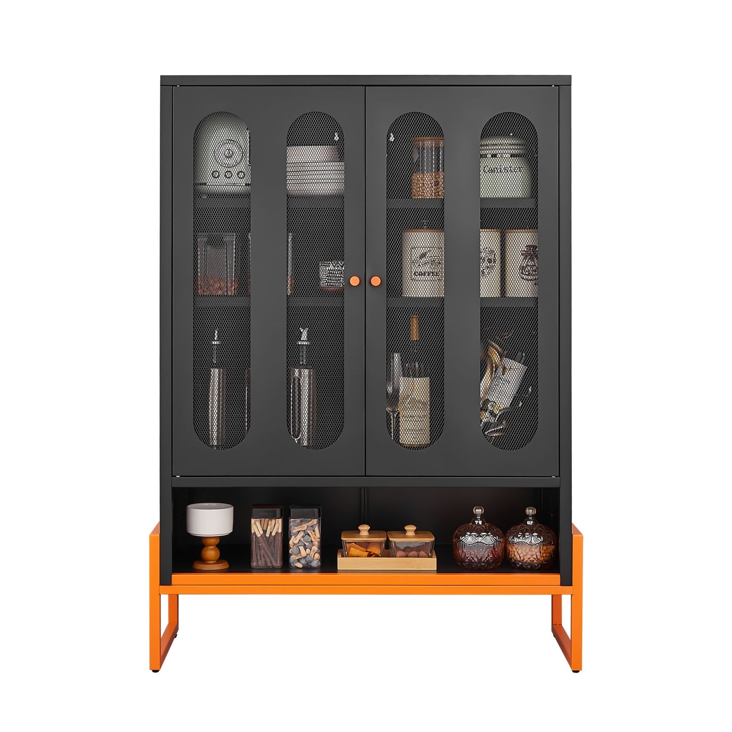 Modern Metal Shoe Cabinet With DoublebSided Doors And Adjustable Partitions
