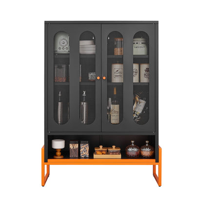 Modern Metal Shoe Cabinet With DoublebSided Doors And Adjustable Partitions