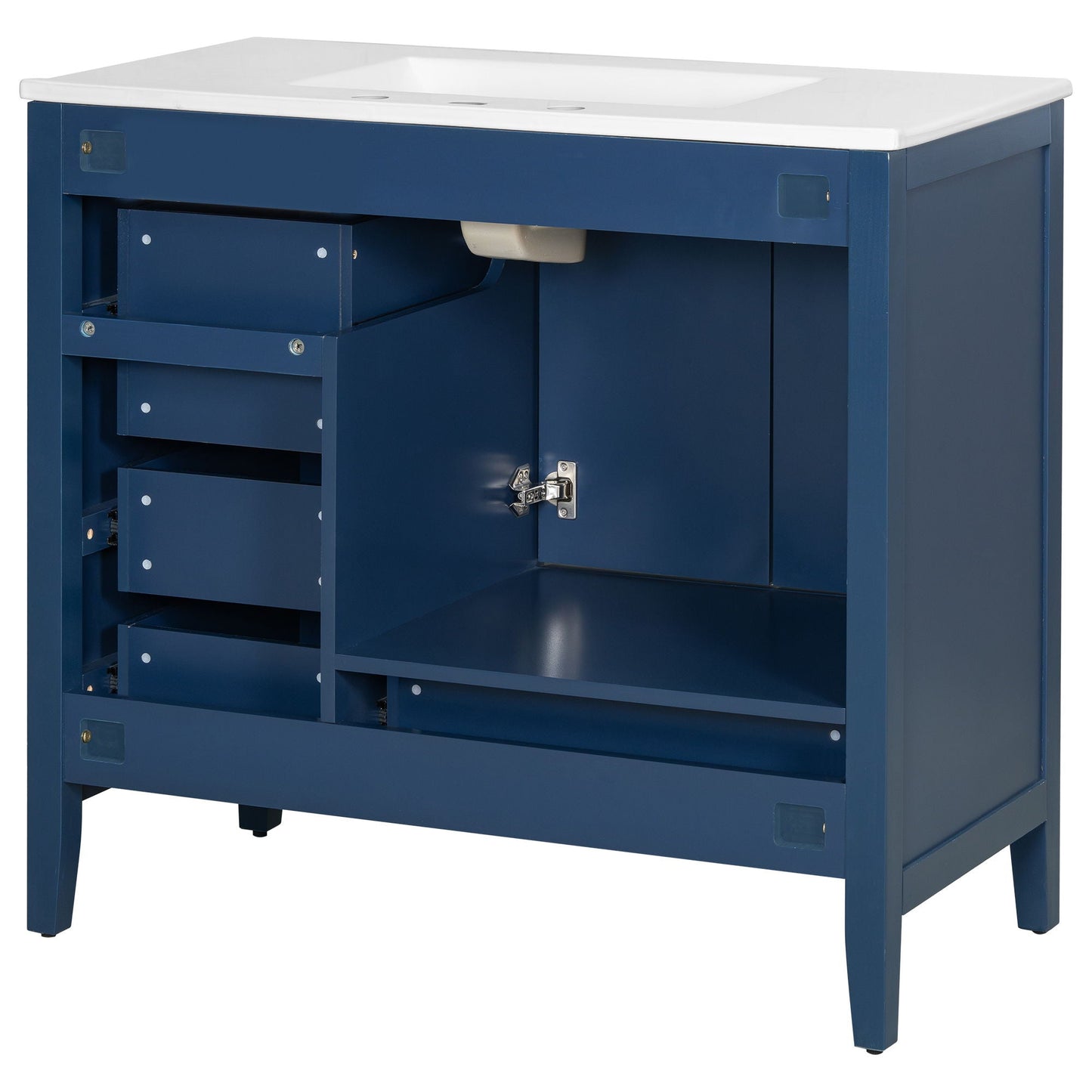 Elegant Vintage Bathroom Vanity With Sink and Soft Closing Drawers