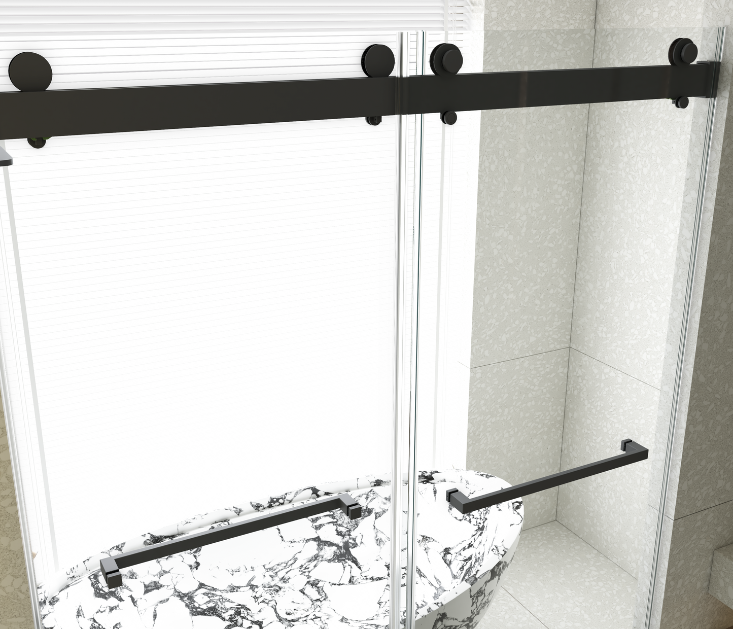 56-60"W x 76"H Frameless Double Sliding Soft-Close Shower Door