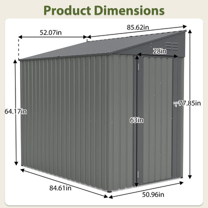 4x7 Foot Lean-To Shed in Olive