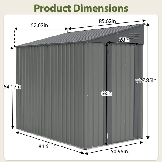 4x7 Foot Lean-To Shed in Olive