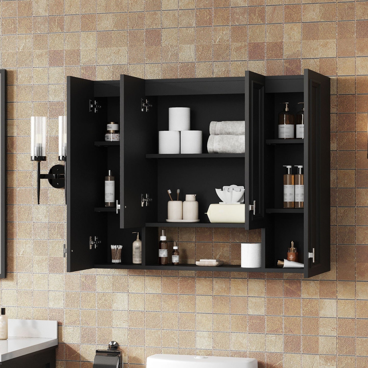 Wall Mounted Bathroom Cabinet With 5 Adjustable Shelves
