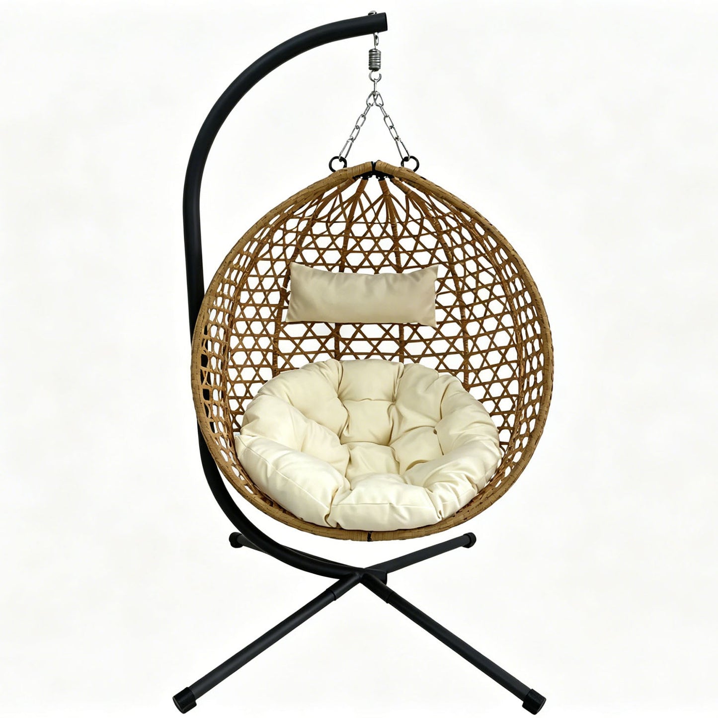 Folding PE Rattan Hanging Egg Chair with Stand