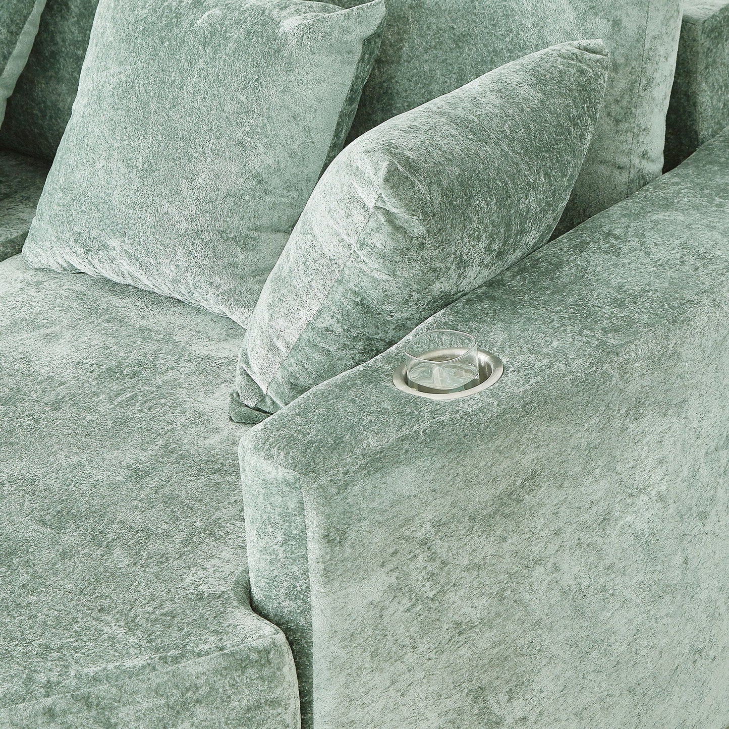 Boneless Design Upholstered Sofa Bed With Cup Holders