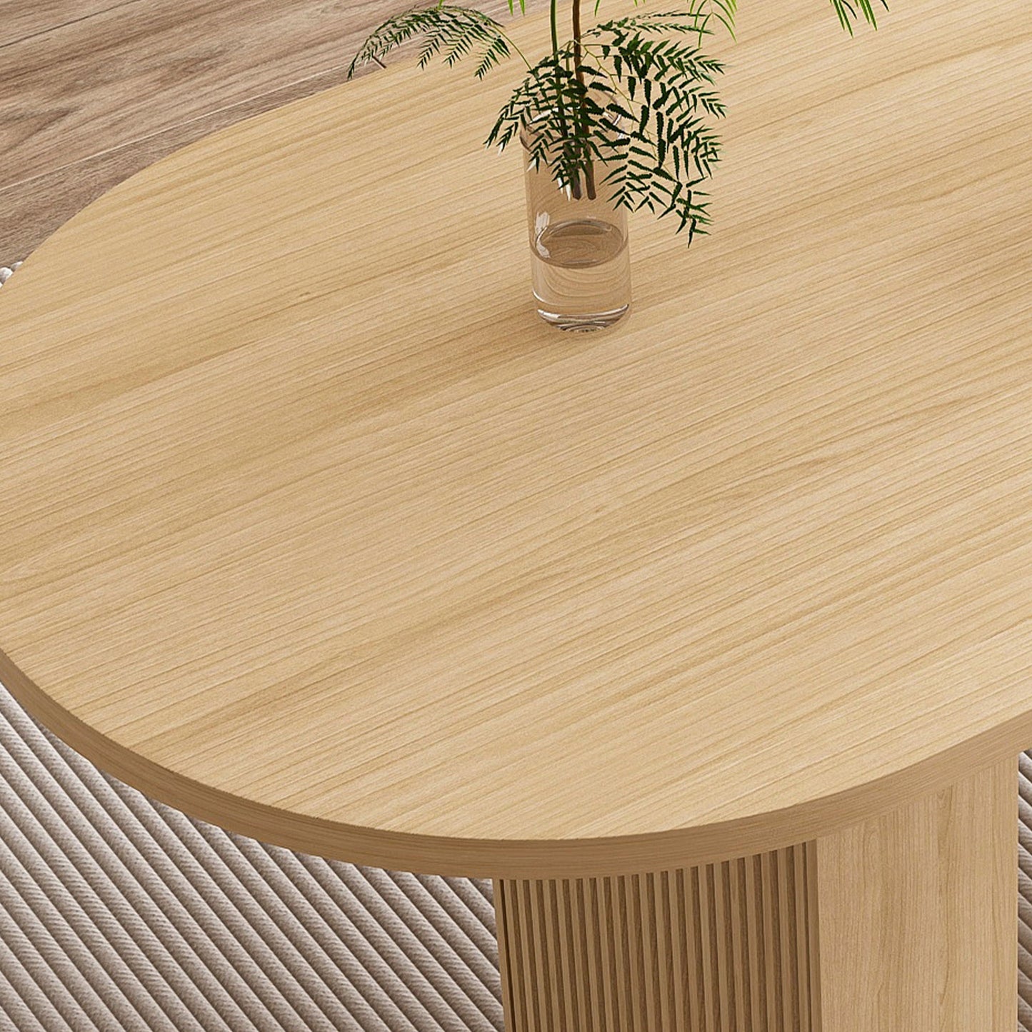 Oval Dining Table With Wood Strip Base