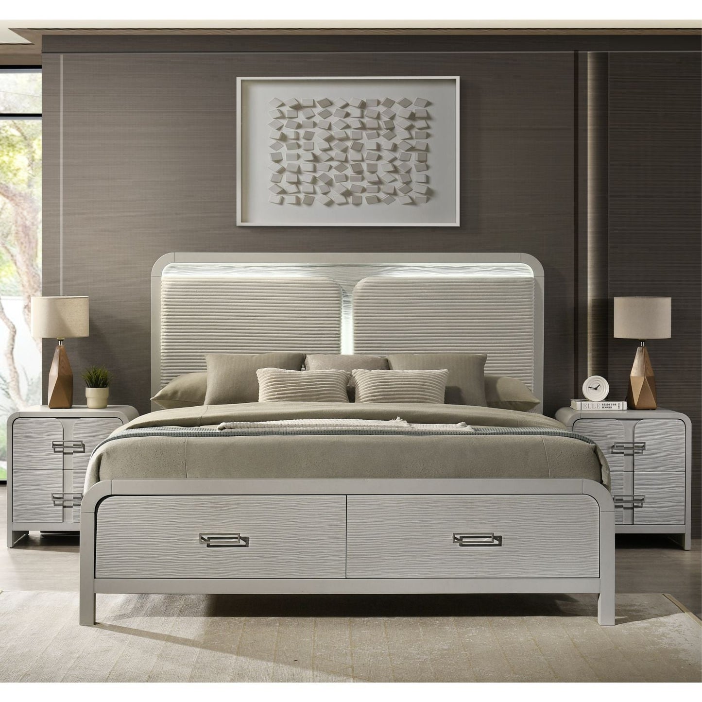 Aria - 2 Drawer Nightstand - Beige