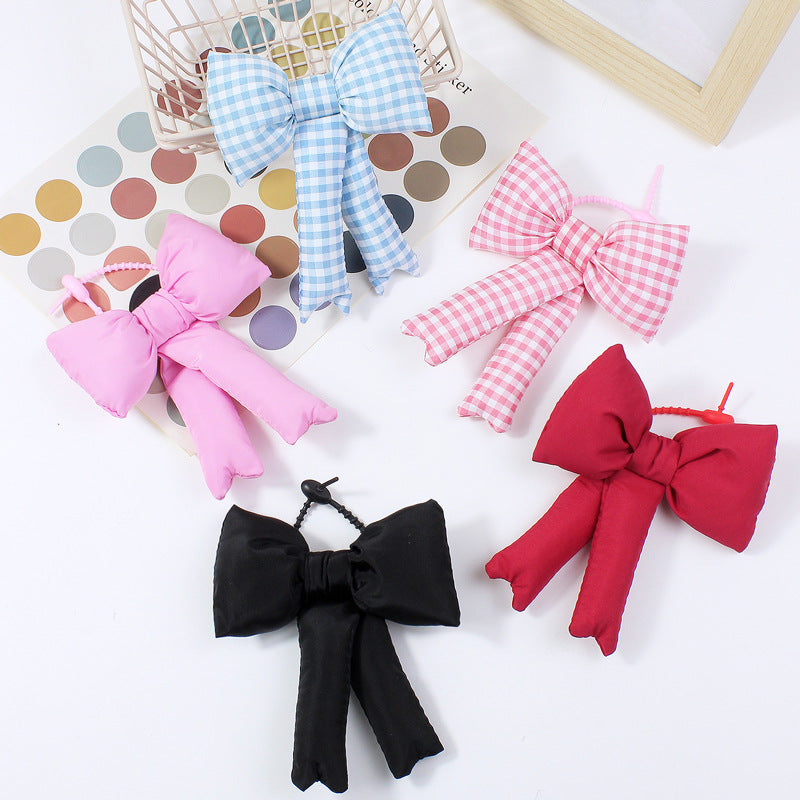 Fabric Plaid Bowknot Bag Pendant Accessory