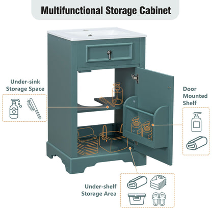 Elegant Bathroom Vanity With Ceramic Sink, Soft Close Door, Adjustable Shelf