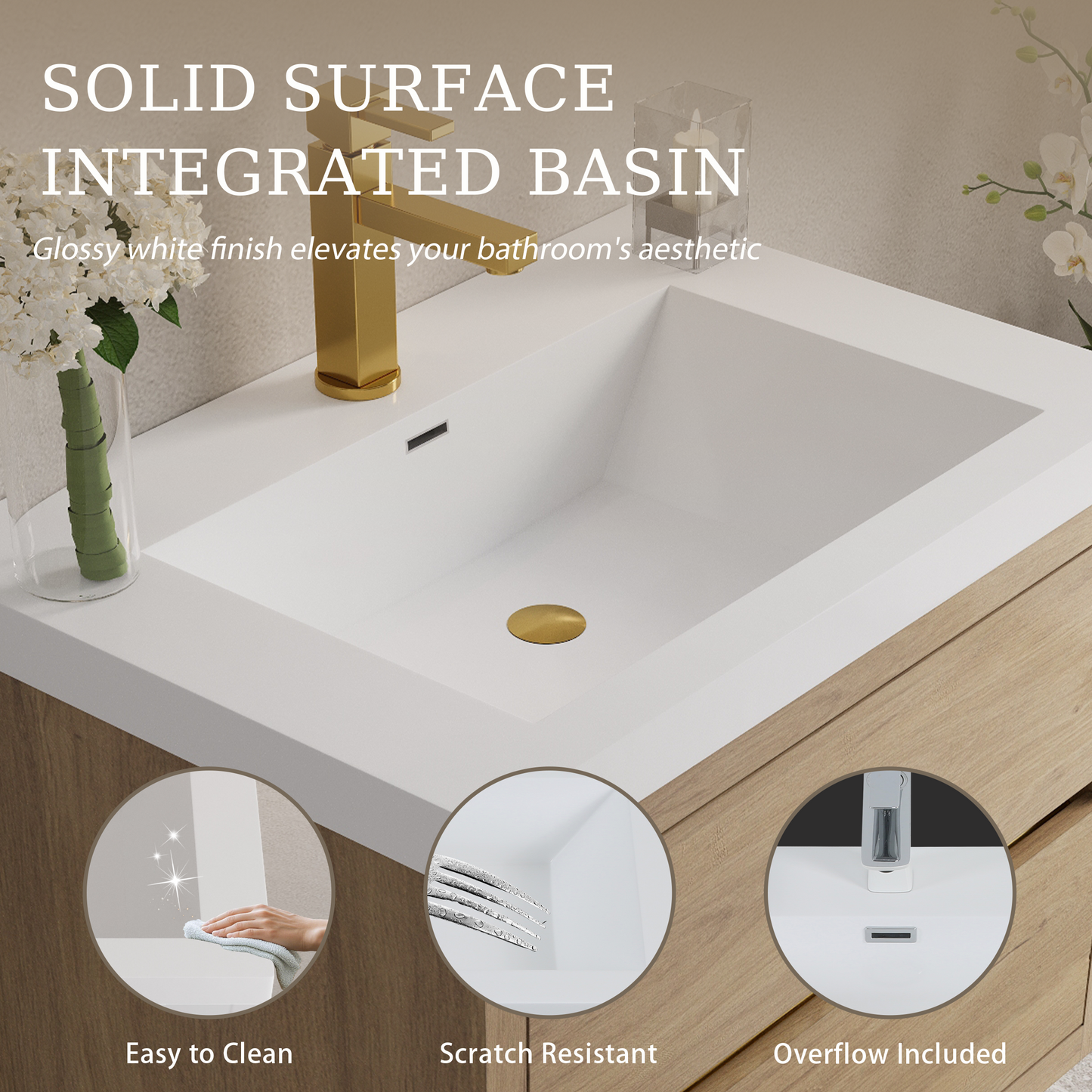30" Wall-Mounted Bathroom Vanity with Sink, Floating Storage Cabinet