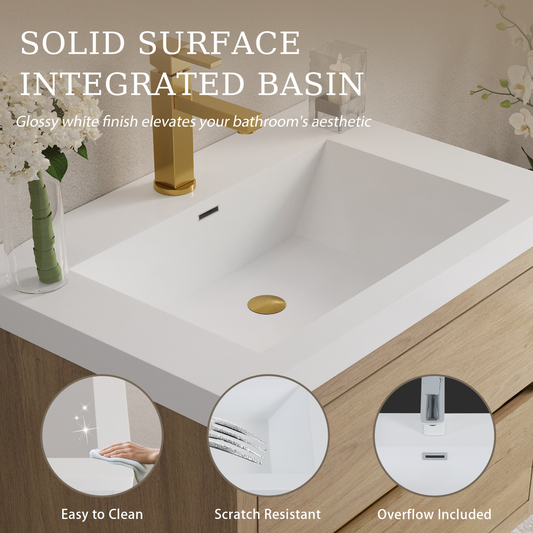 30" Wall-Mounted Bathroom Vanity with Sink, Floating Storage Cabinet